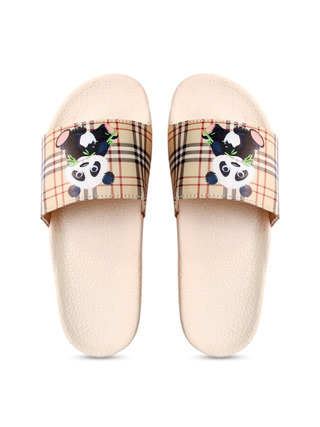 

FREECO Women Beige Printed Sliders