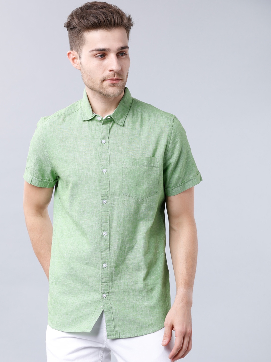 

HIGHLANDER Men Green Slim Fit Solid Casual Shirt