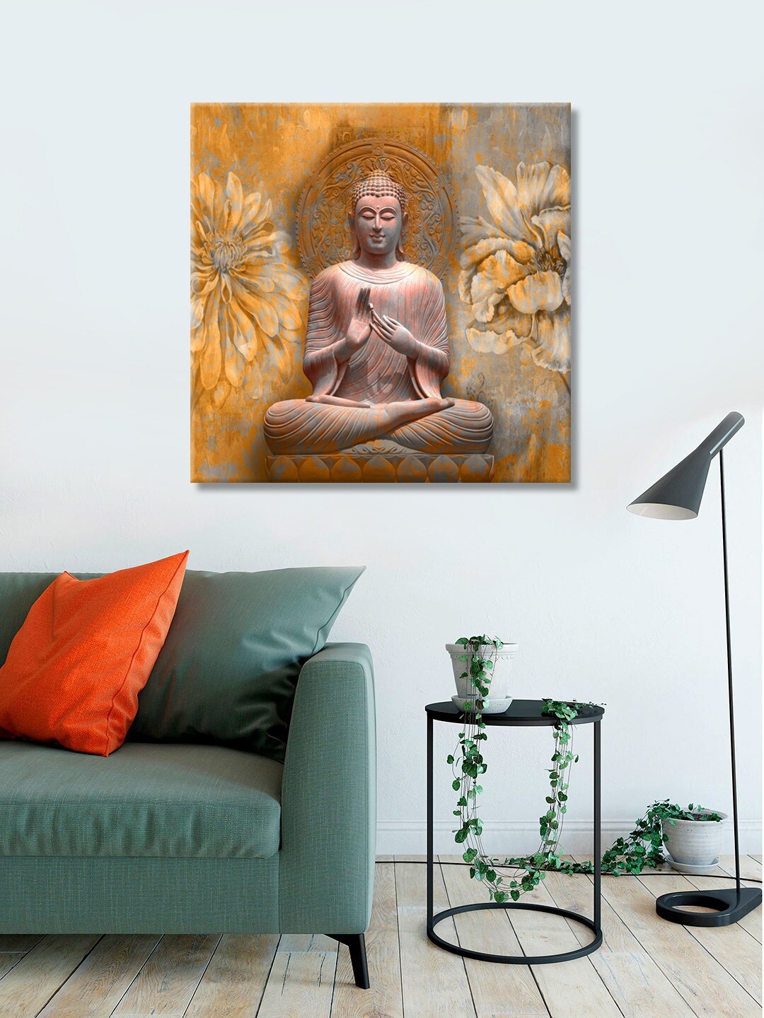 

999Store Brown Printed Buddha Canvas Wall Art