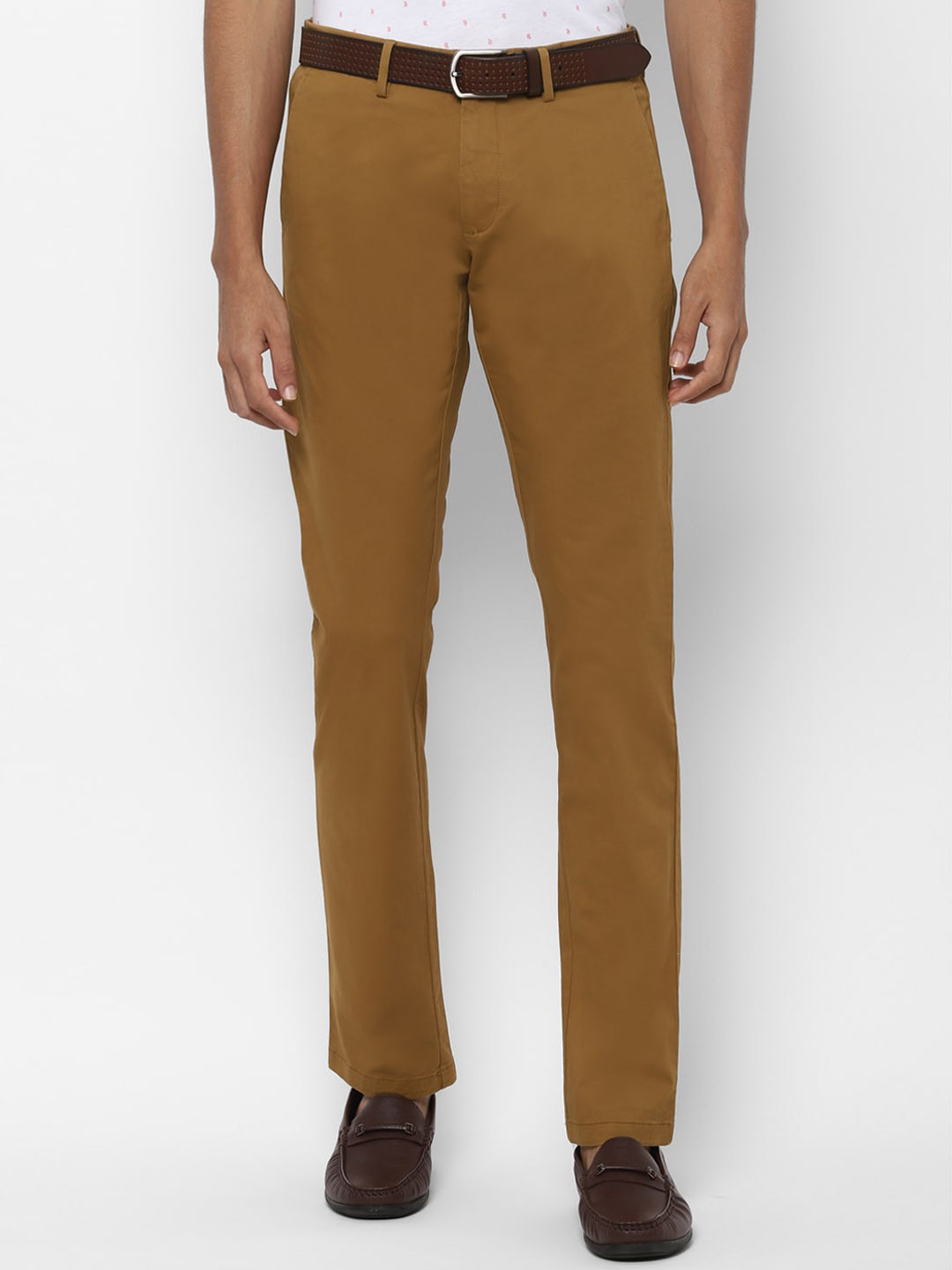 

Allen Solly Men Khaki Slim Fit Solid Formal Trousers