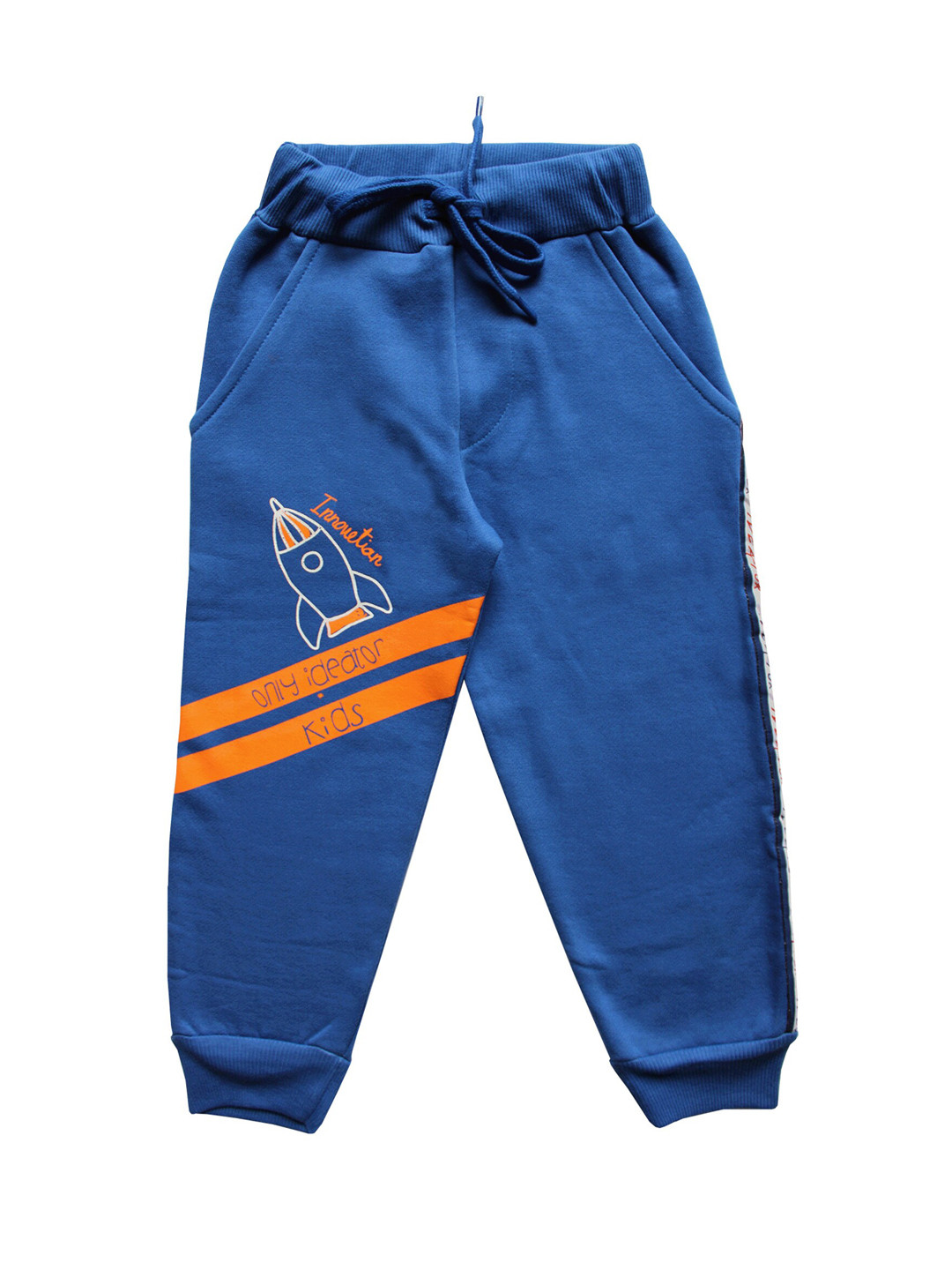 

KiddoPanti Boys Blue Printed Straight-Fit Joggers