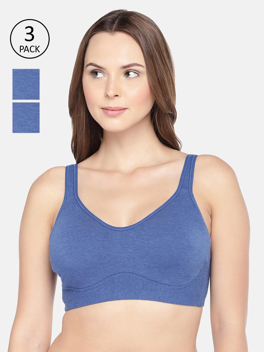 

Inner Sense Pack of 3 Organic Antimicrobial Soft Cup Full Coverage Bra ISB098, Blue