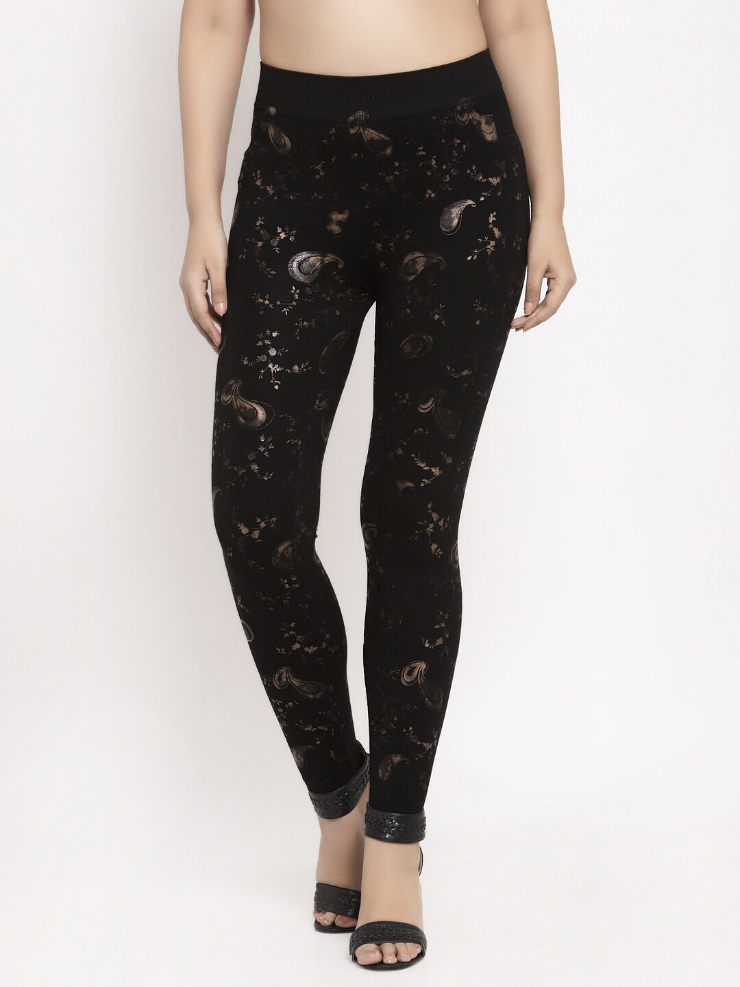 

KLOTTHE Women Black And Brown Printed Ankle-Length Leggings