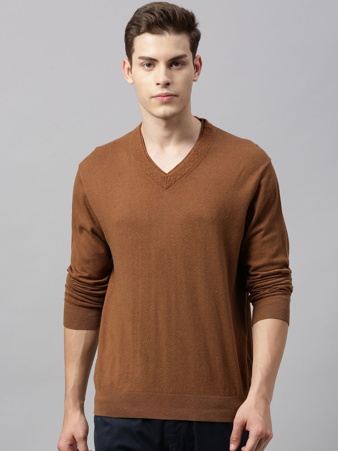 

RARE RABBIT Men Brown Solid Pullover Sweater