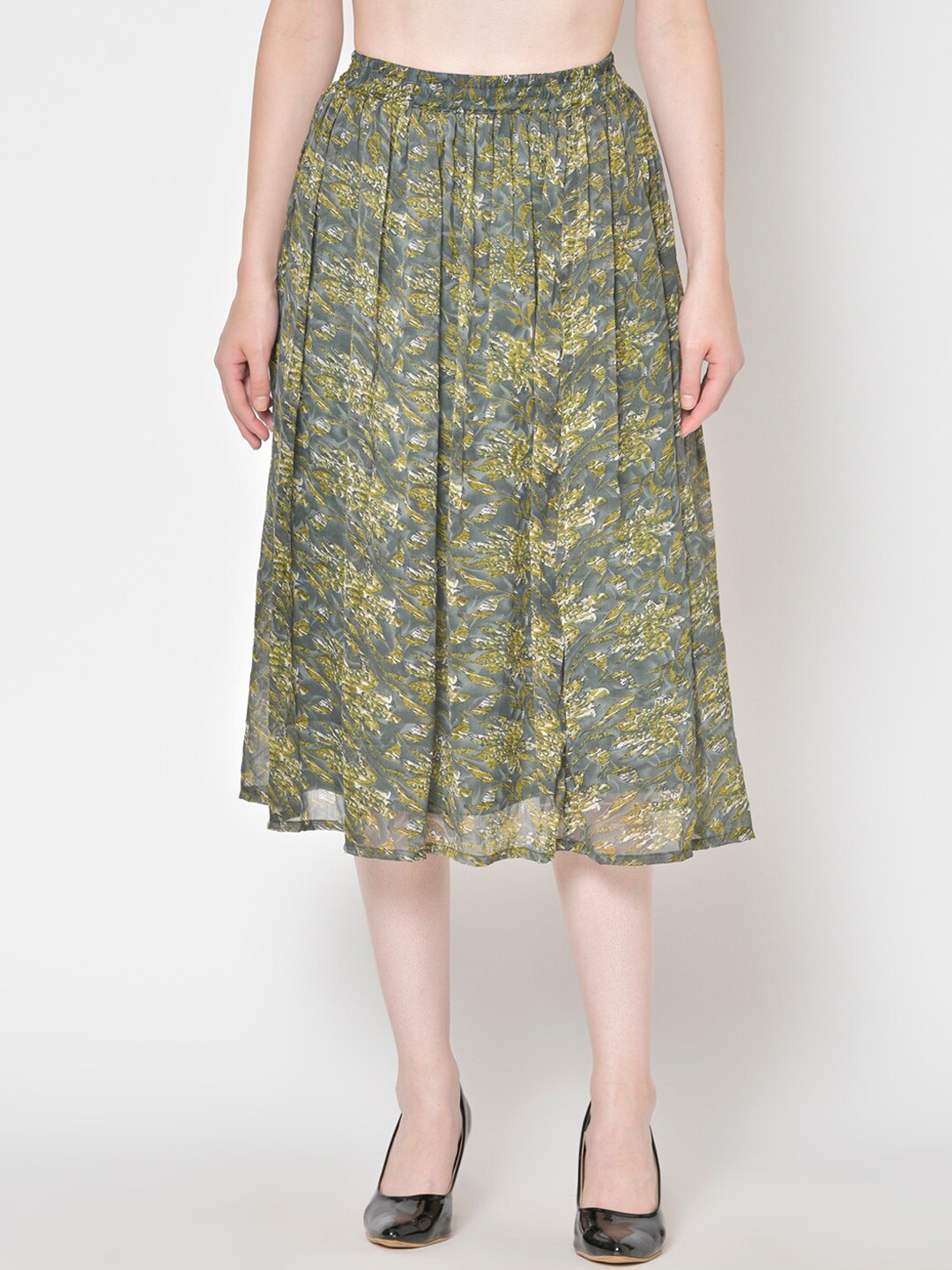 

Cation Women Green Printed A-Line Skirt