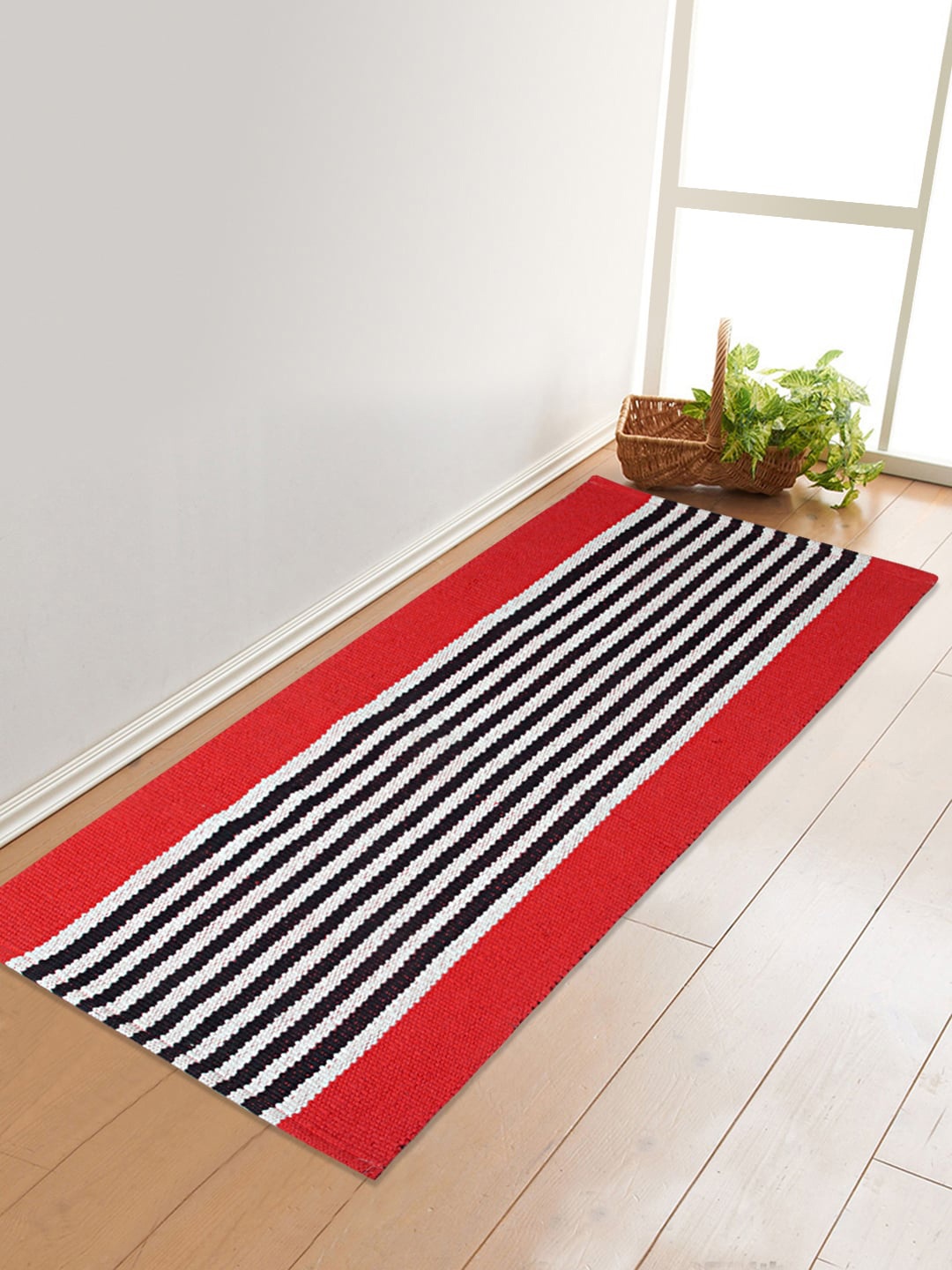 

Saral Home Red & Black Striped Pure Cotton Multi-Purpose Floor Runner
