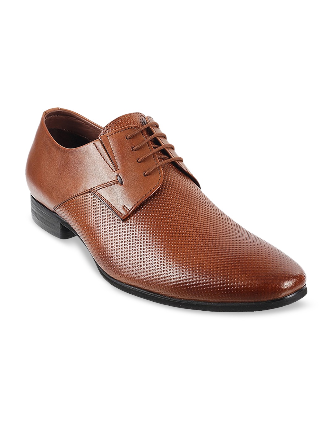 

DAVINCHI Men Brown Textured Leather Formal Derbys