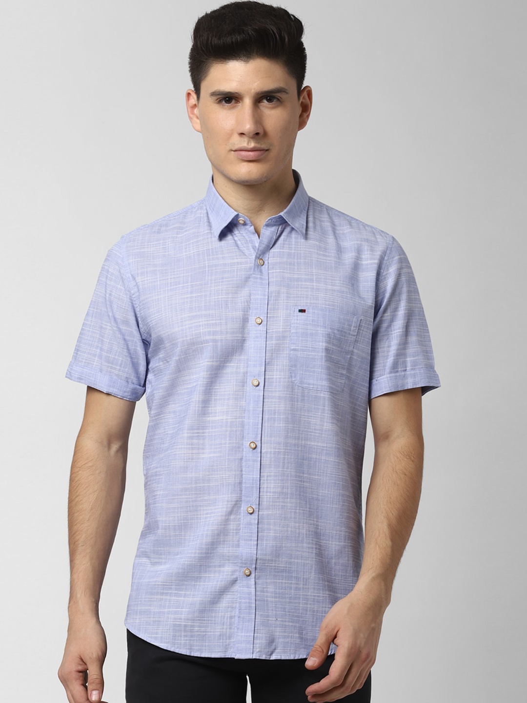 

Peter England Casuals Men Blue Slim Fit Self Design Casual Shirt