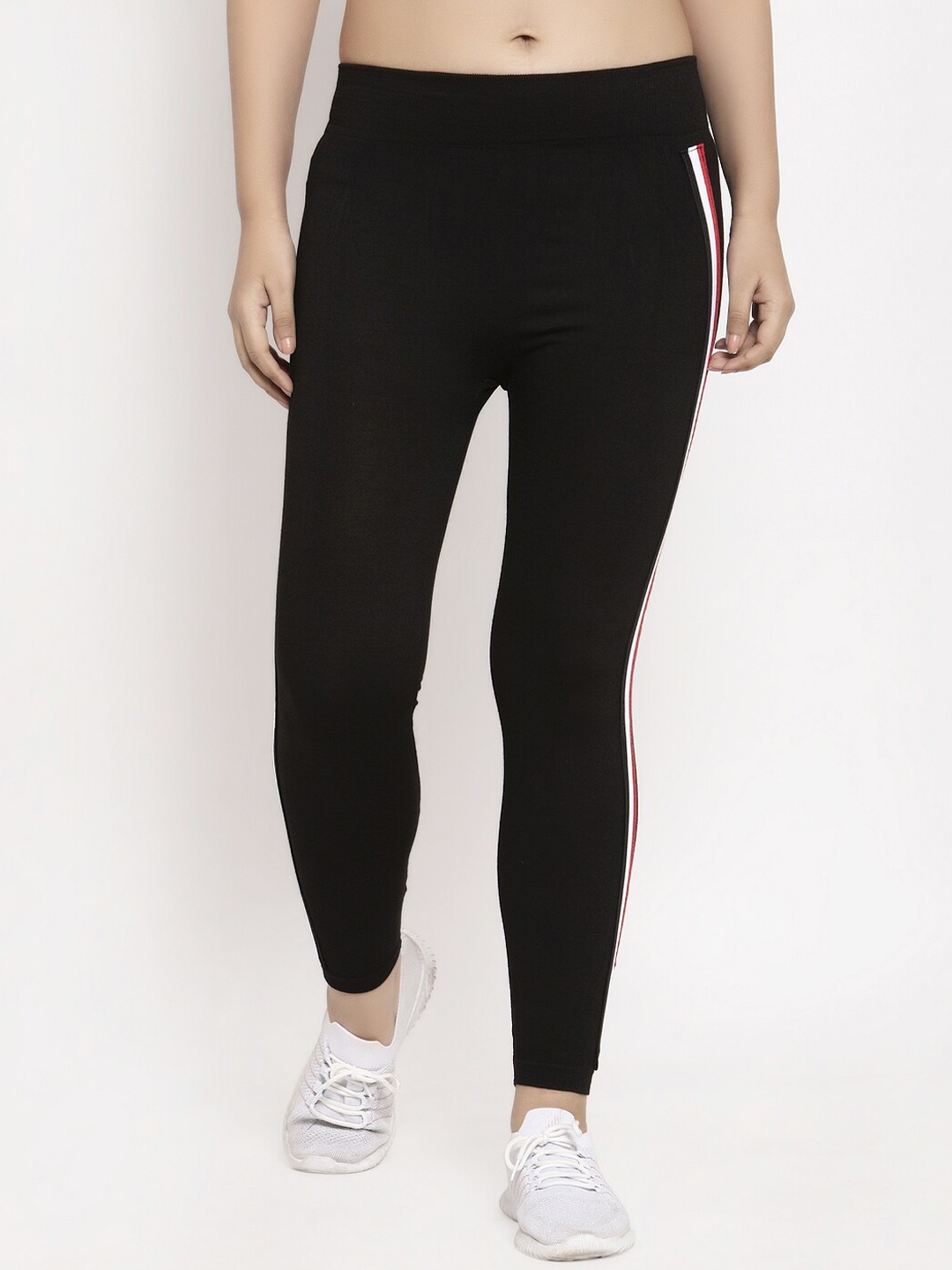 

KLOTTHE Women Black Skinny-Fit Solid Tights with Side Stripes