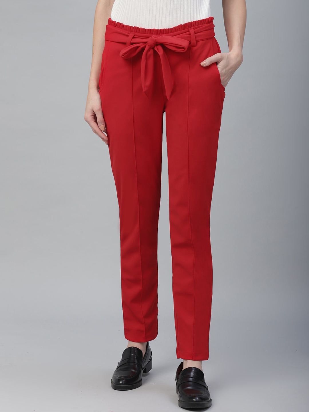 

Athena Women Red Regular Fit Solid Regular Trousers