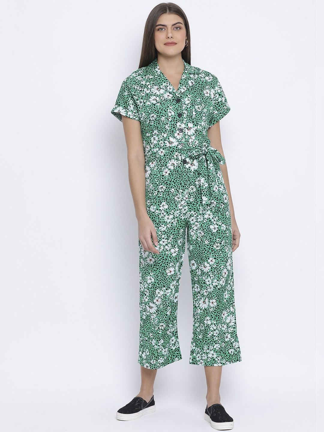 Oxolloxo Women Green Printed Basic Jumpsuit