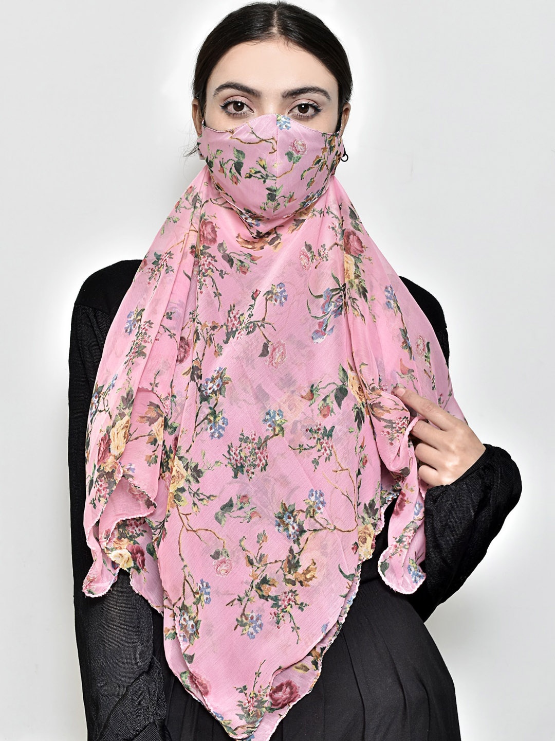 

SWAYAM Women Pink Printed 3-Ply Anti-Pollution Reusable Protective Outdoor Mask Cum Scarf