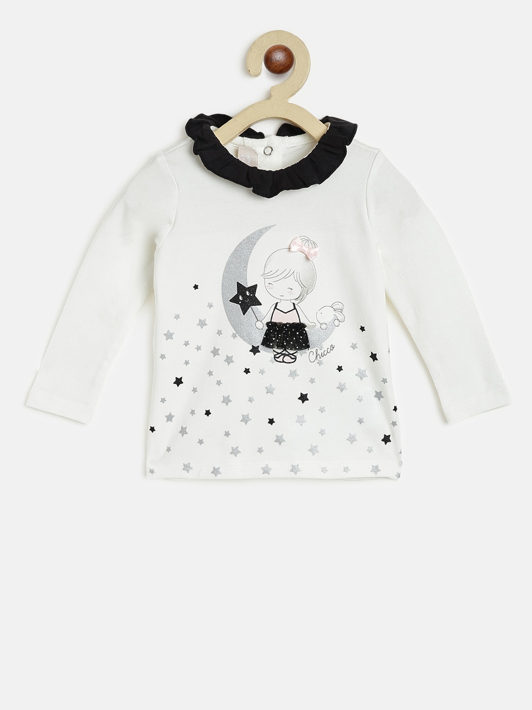 

Chicco Girls Off-White Printed Round Neck T-shirt