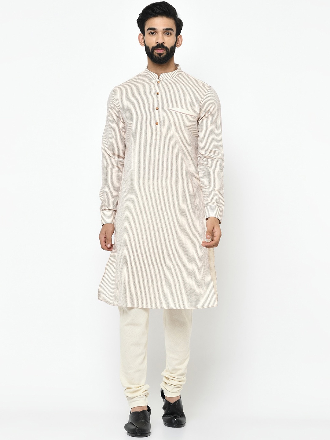 

Vartah Men Cream Handloom Kurta, Off white