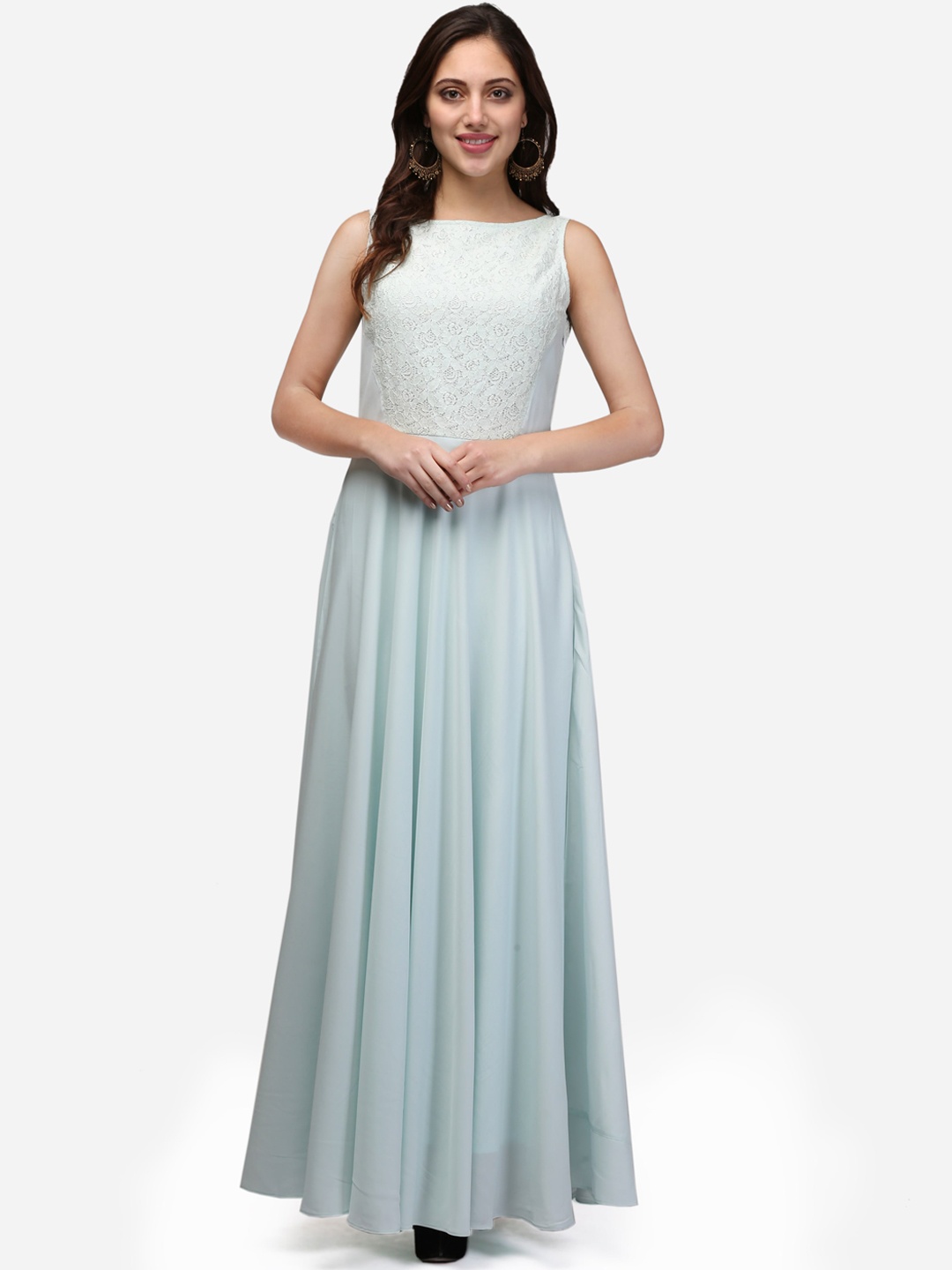 

V&M Women Blue Self Design Maxi Dress
