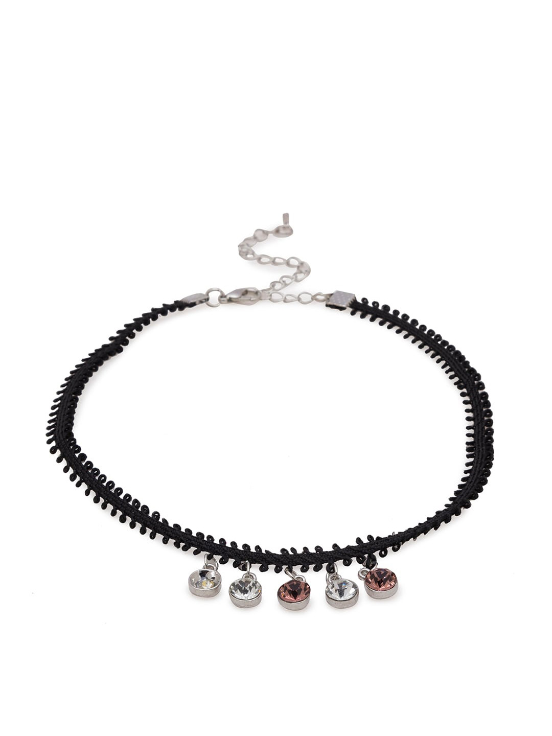

Globus Women Silver & Black Metal Choker Chain