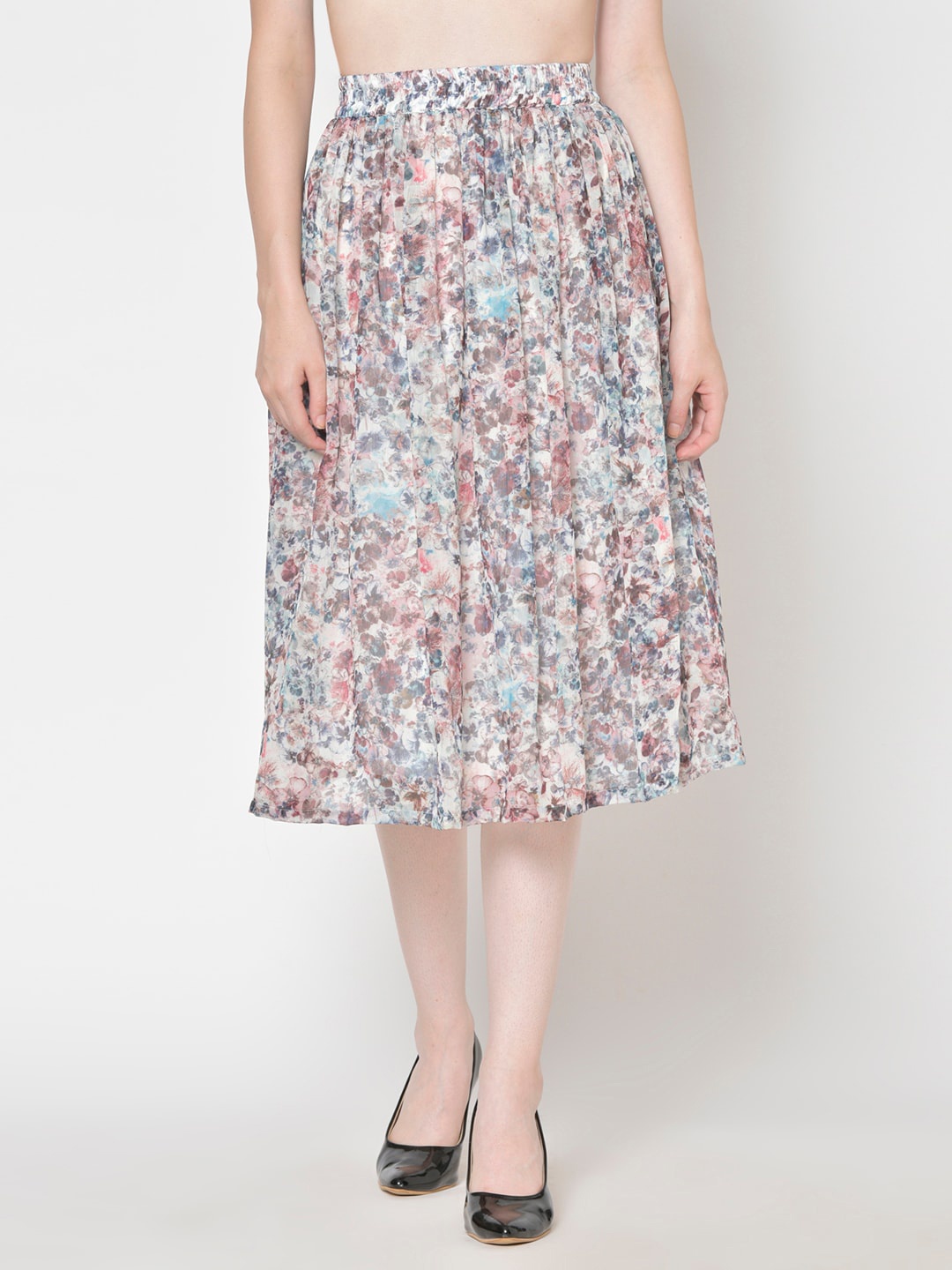 

Cation Women Multicoloured Printed Flared Midi Skirt, Multi