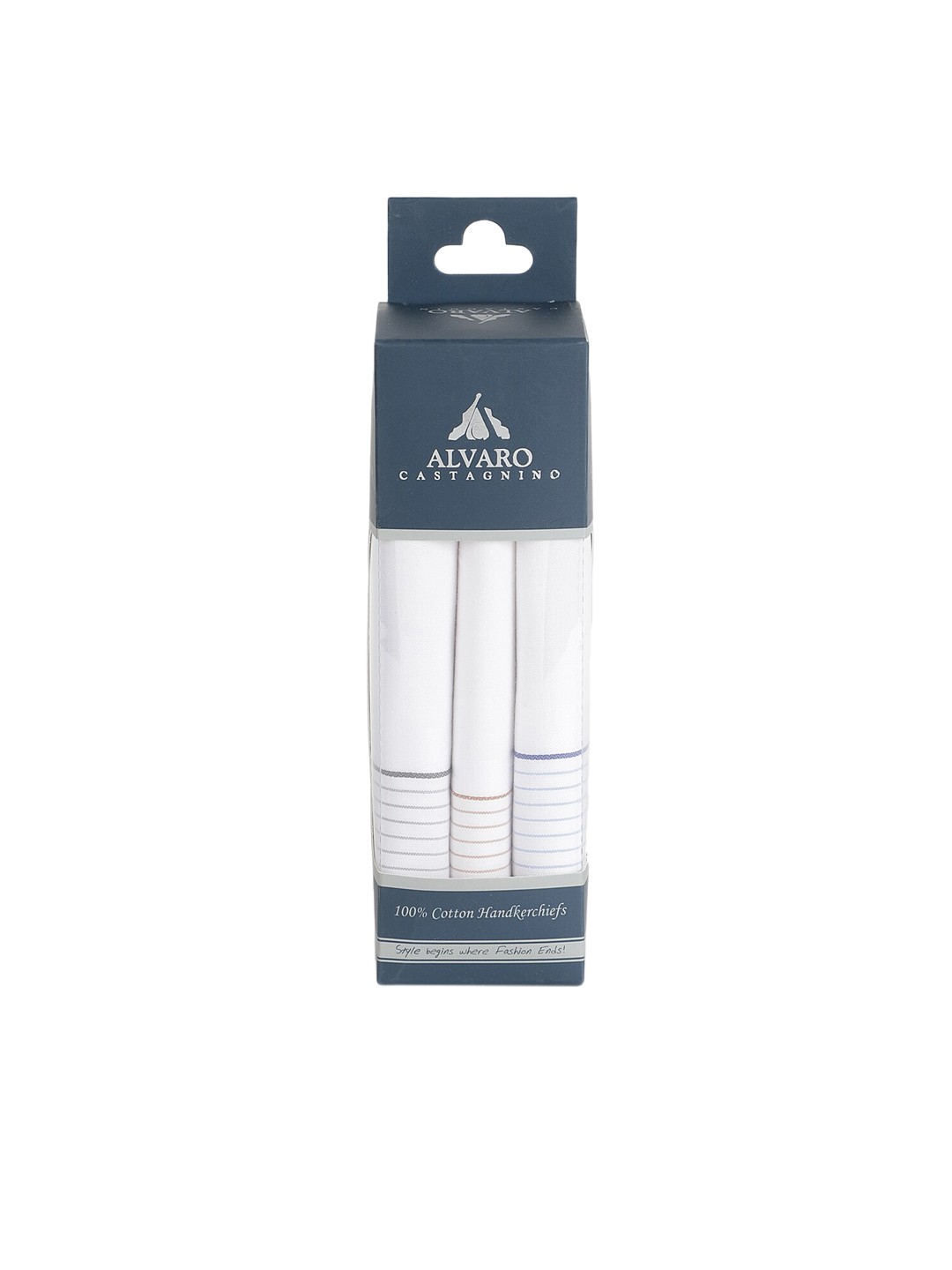 

Alvaro Castagnino Men Pack Of 3 White Striped Handkerchiefs Gift Set