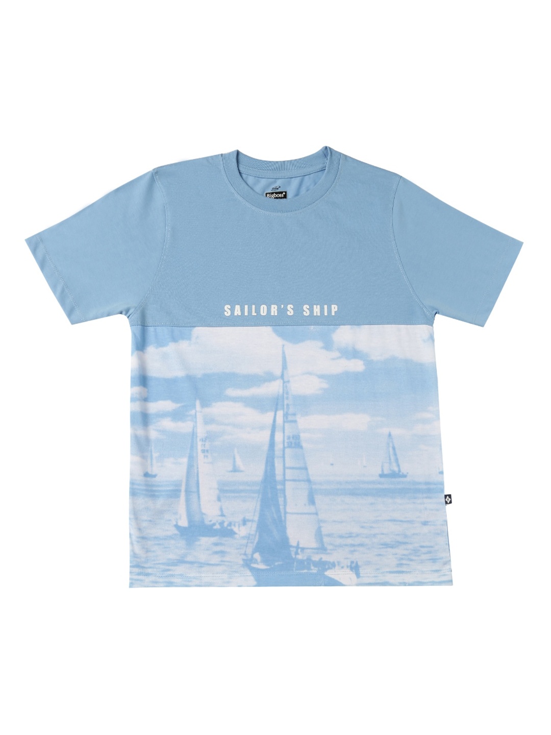 Dollar Boys Blue Printed Round Neck Cotton Pure Cotton T-shirt