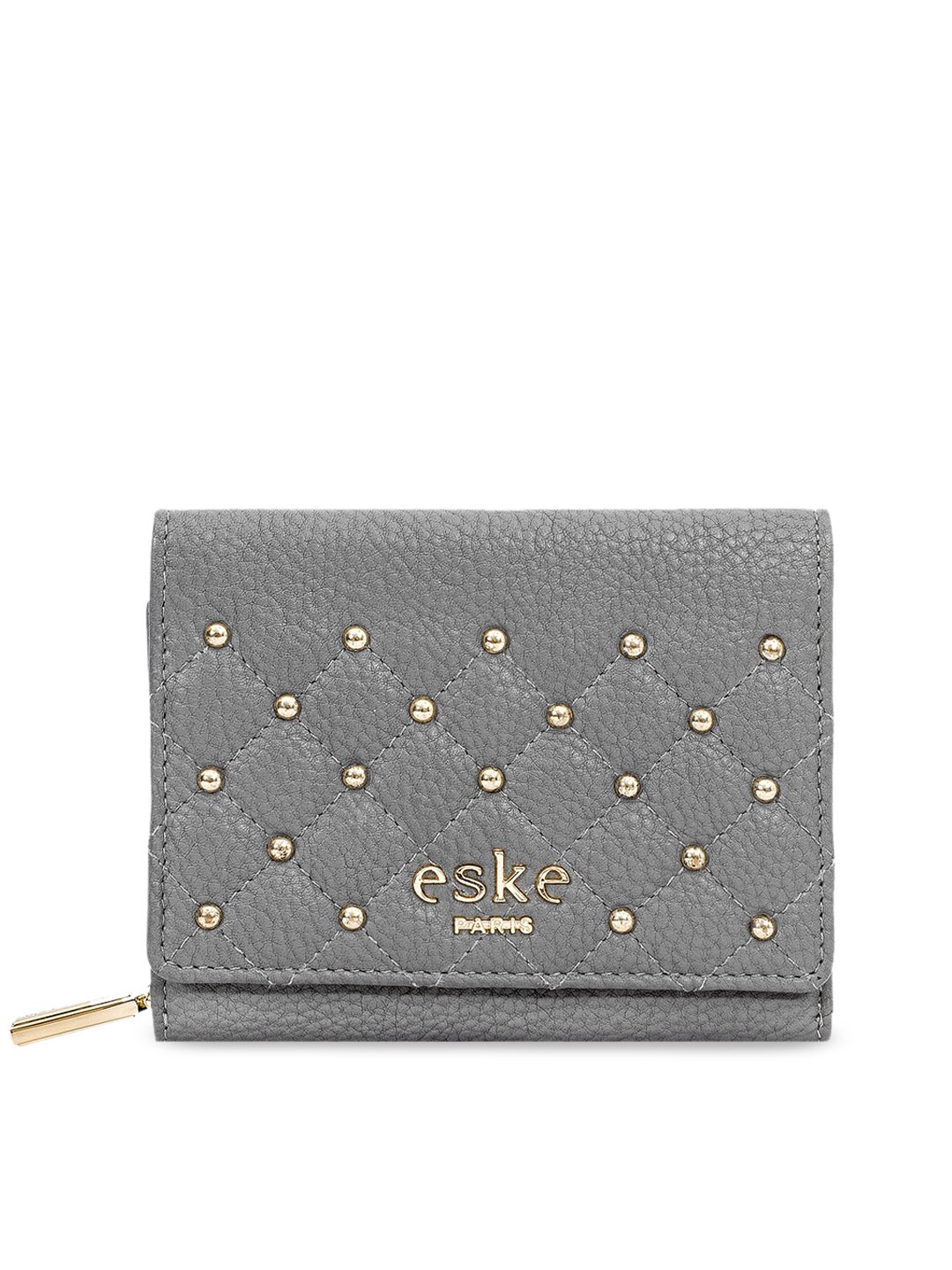 

Eske Women Grey Solid Three Fold Wallet