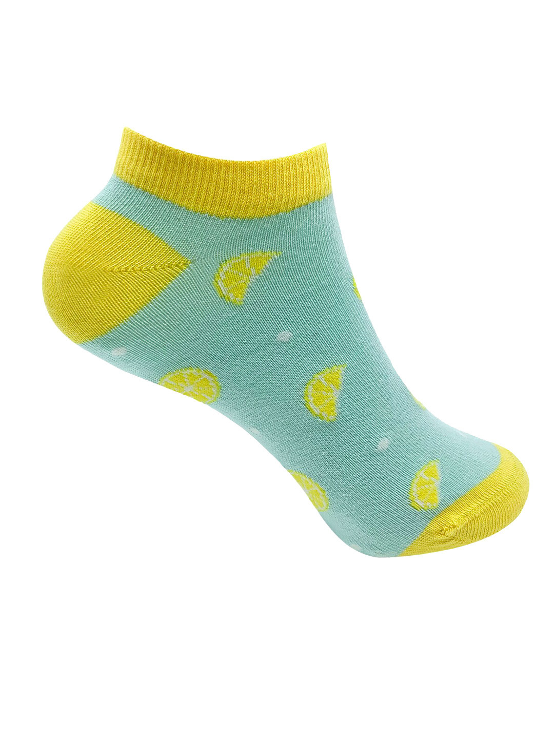 

Mint & Oak Women Zesty Lemon Sea Green Printed Ankle-Length Socks