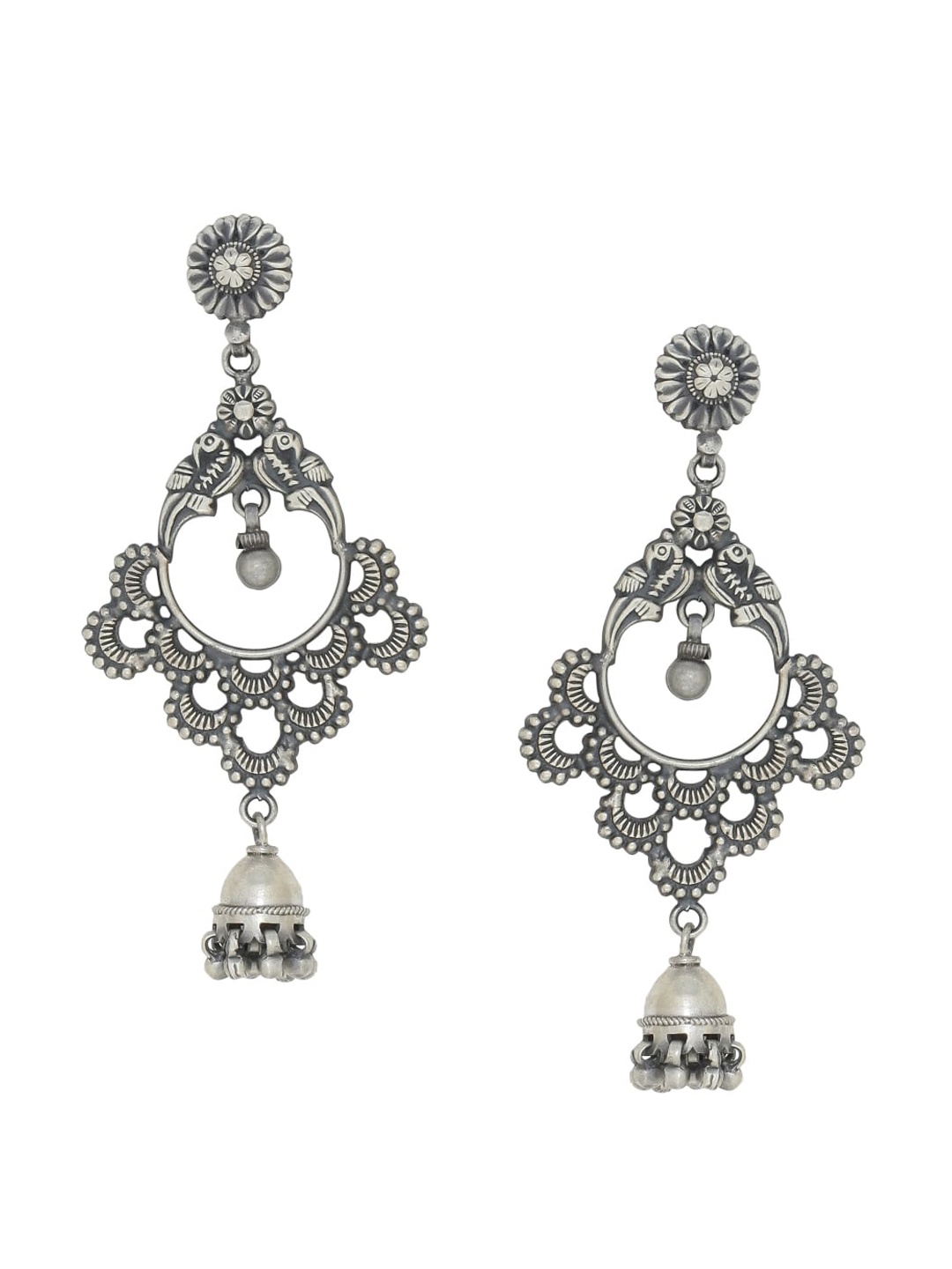 

Silvermerc Designs Silver-Plated Oxidised Dome Shaped Jhumkas