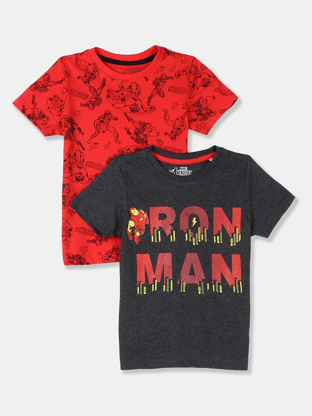 

Colt Boys Pack Of 2 Red & Grey Printed Round Neck T-shirts