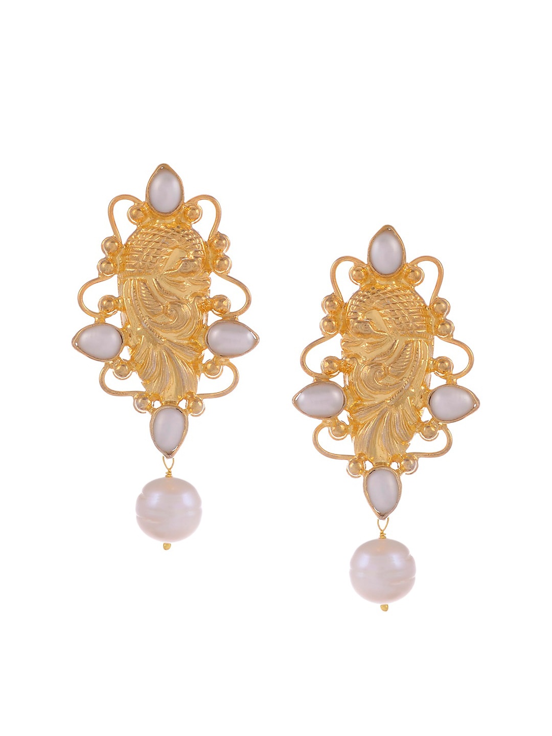 Silvermerc Designs Gold-Plated & White Classic Drop Earrings