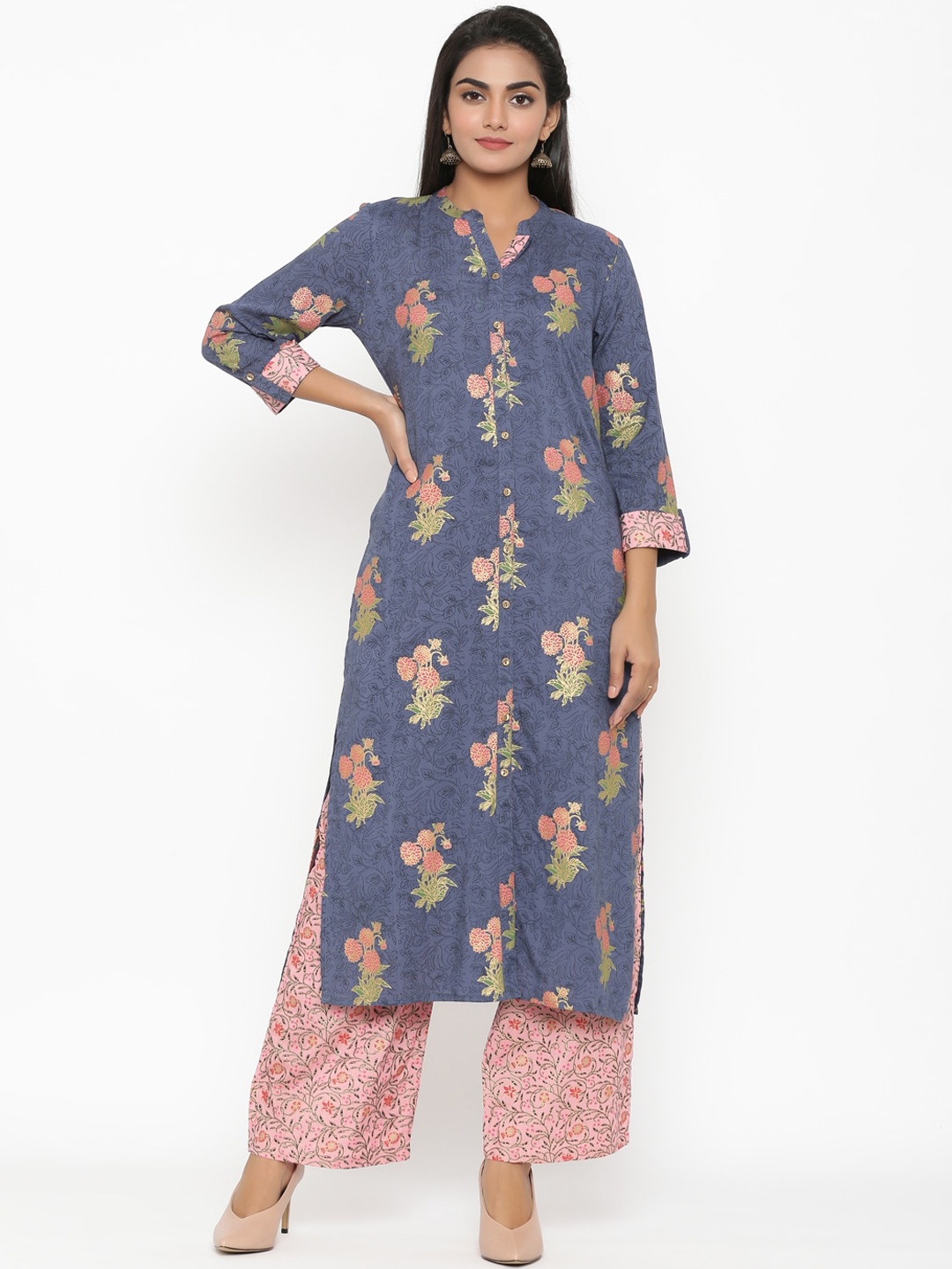 

RANGMAYEE Women Blue Floral Printed Kurta with Palazzos