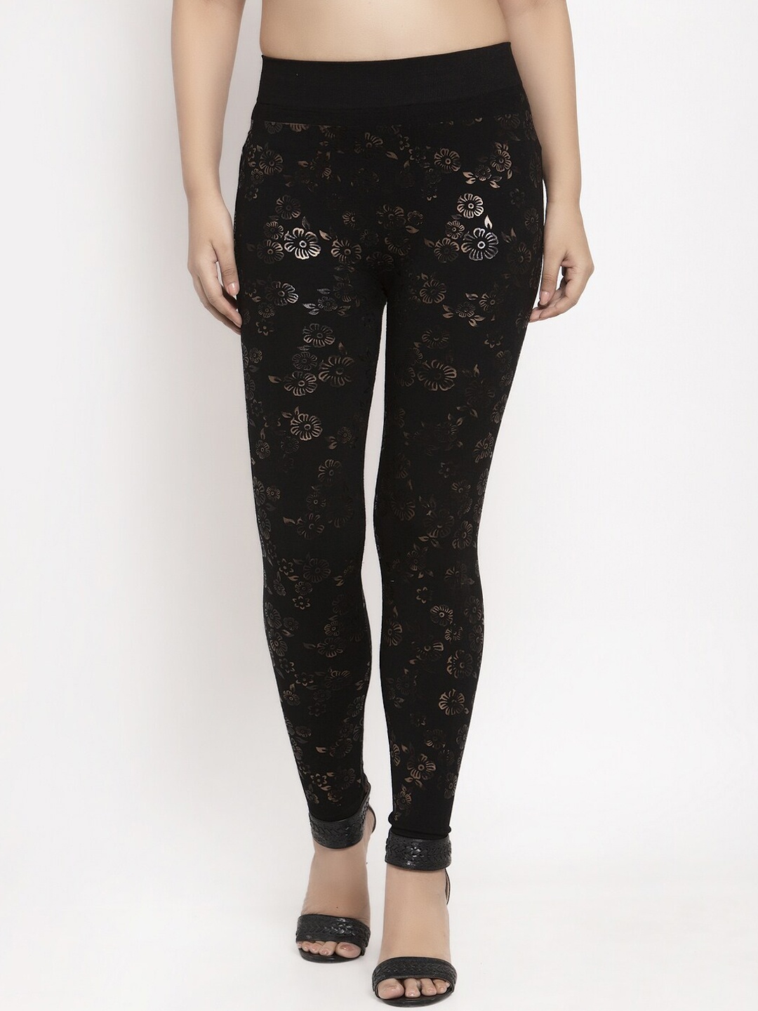 

KLOTTHE Woman Black Printed Skinny Fit Jeggings