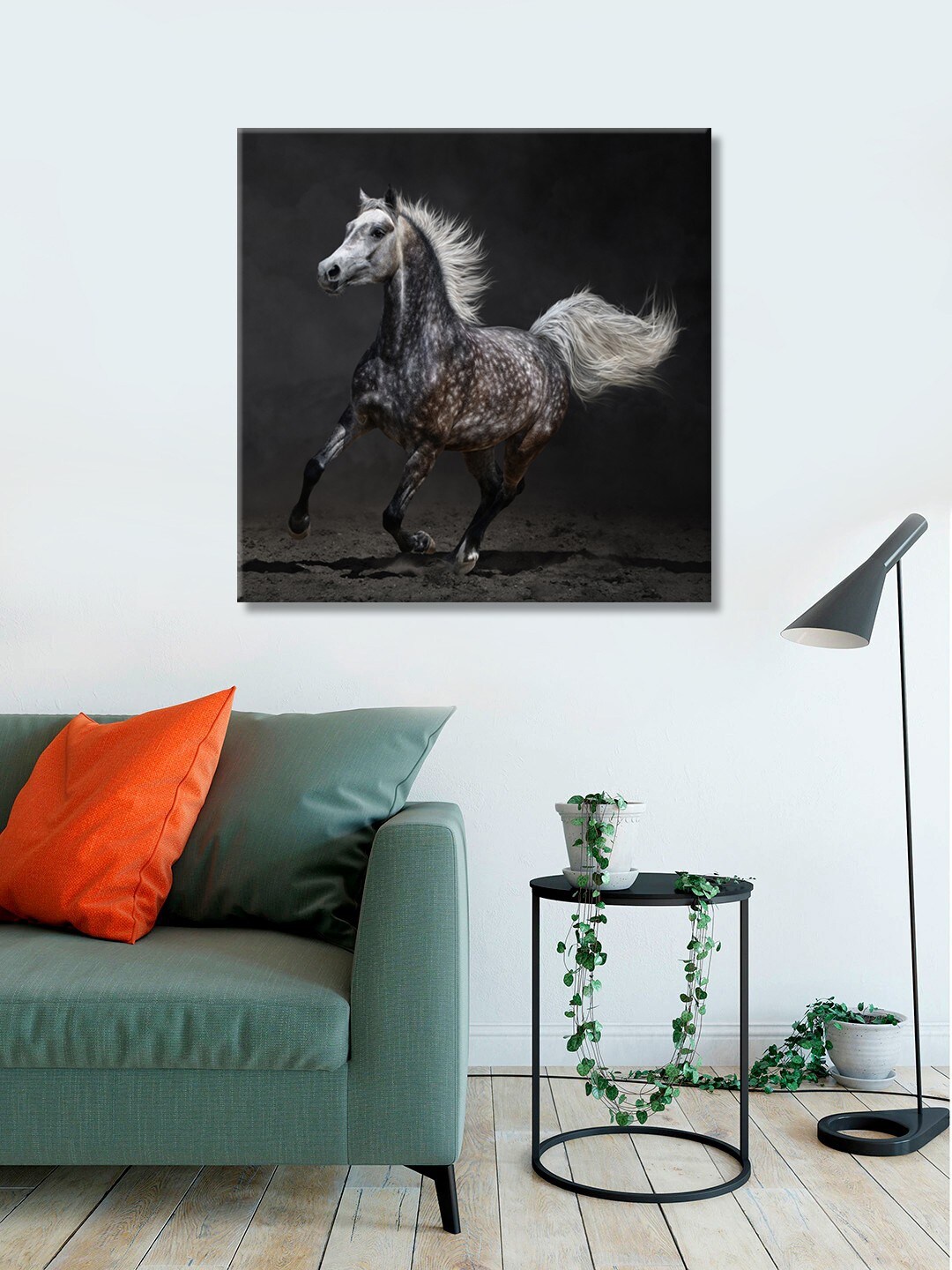 

999Store Black Printed Wild Horse Canvas Wall Art