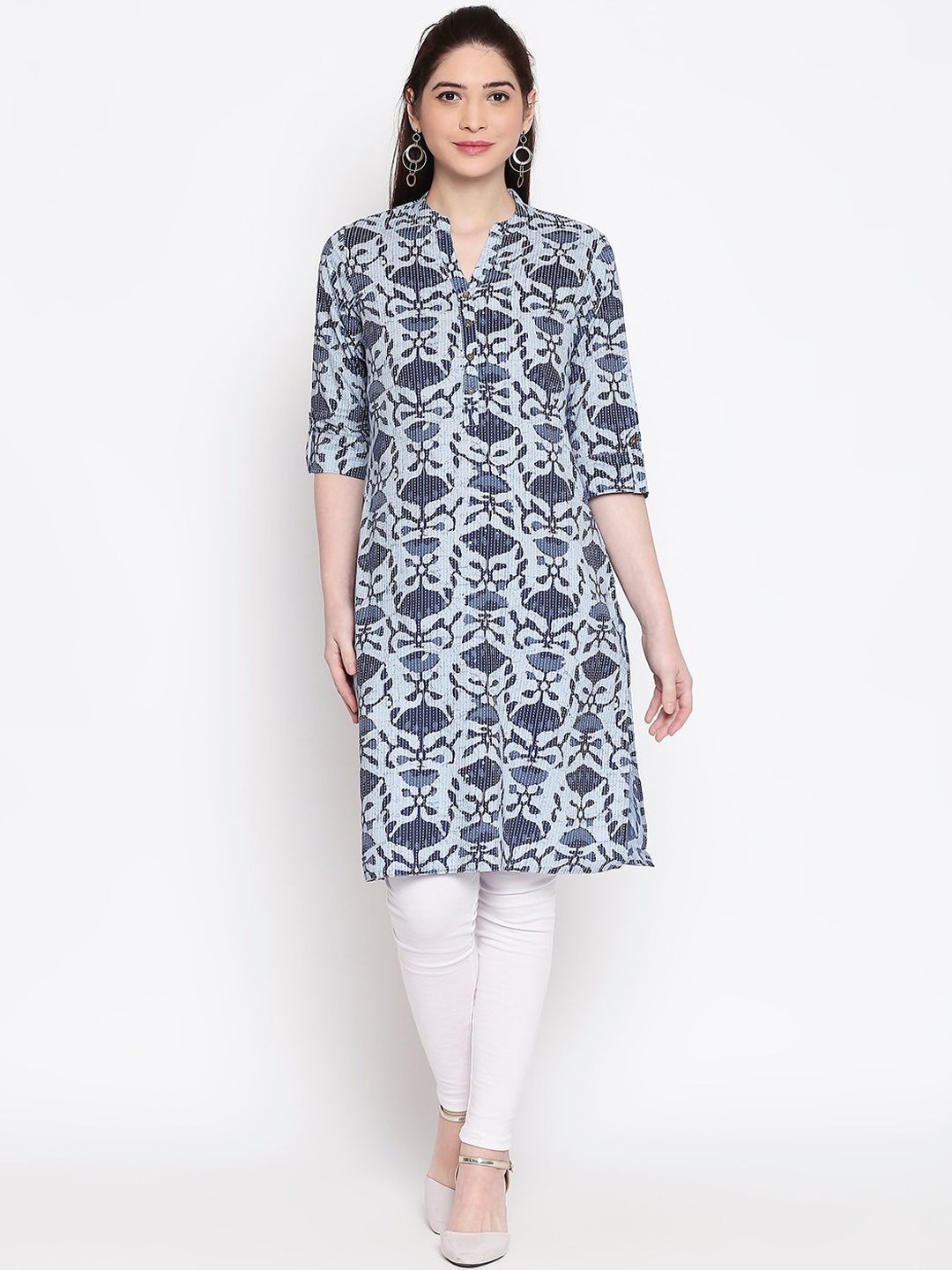 

RANGMANCH BY PANTALOONS Women Blue Printed A-Line Kurta