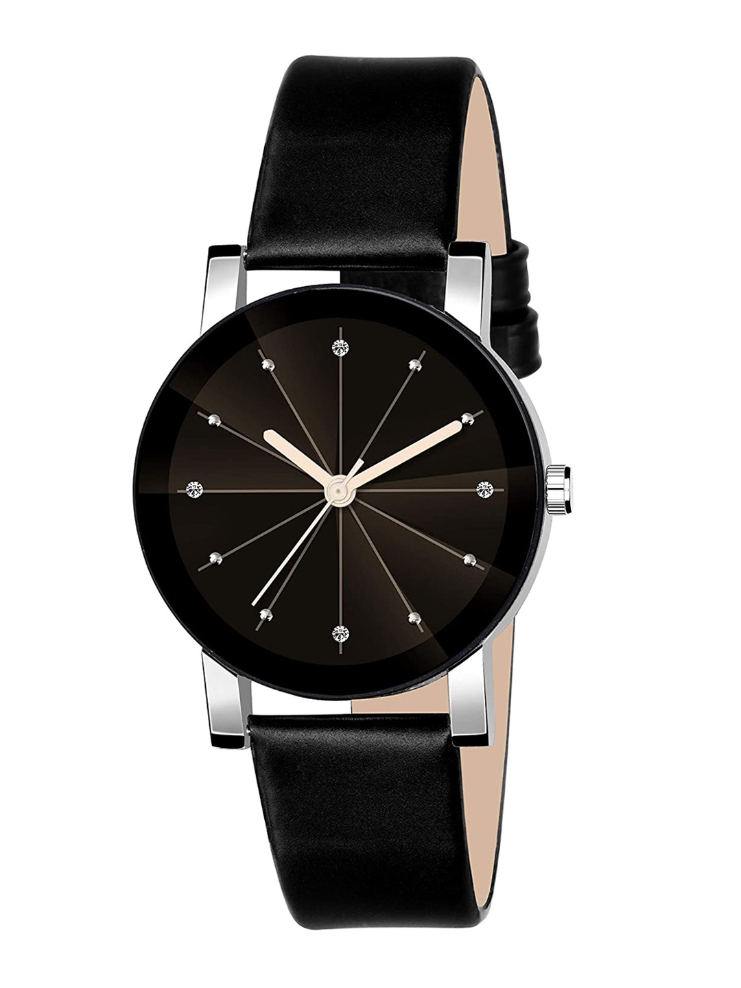 

SWADESI STUFF Girls Black Analogue Leather Watch crystal ladies2