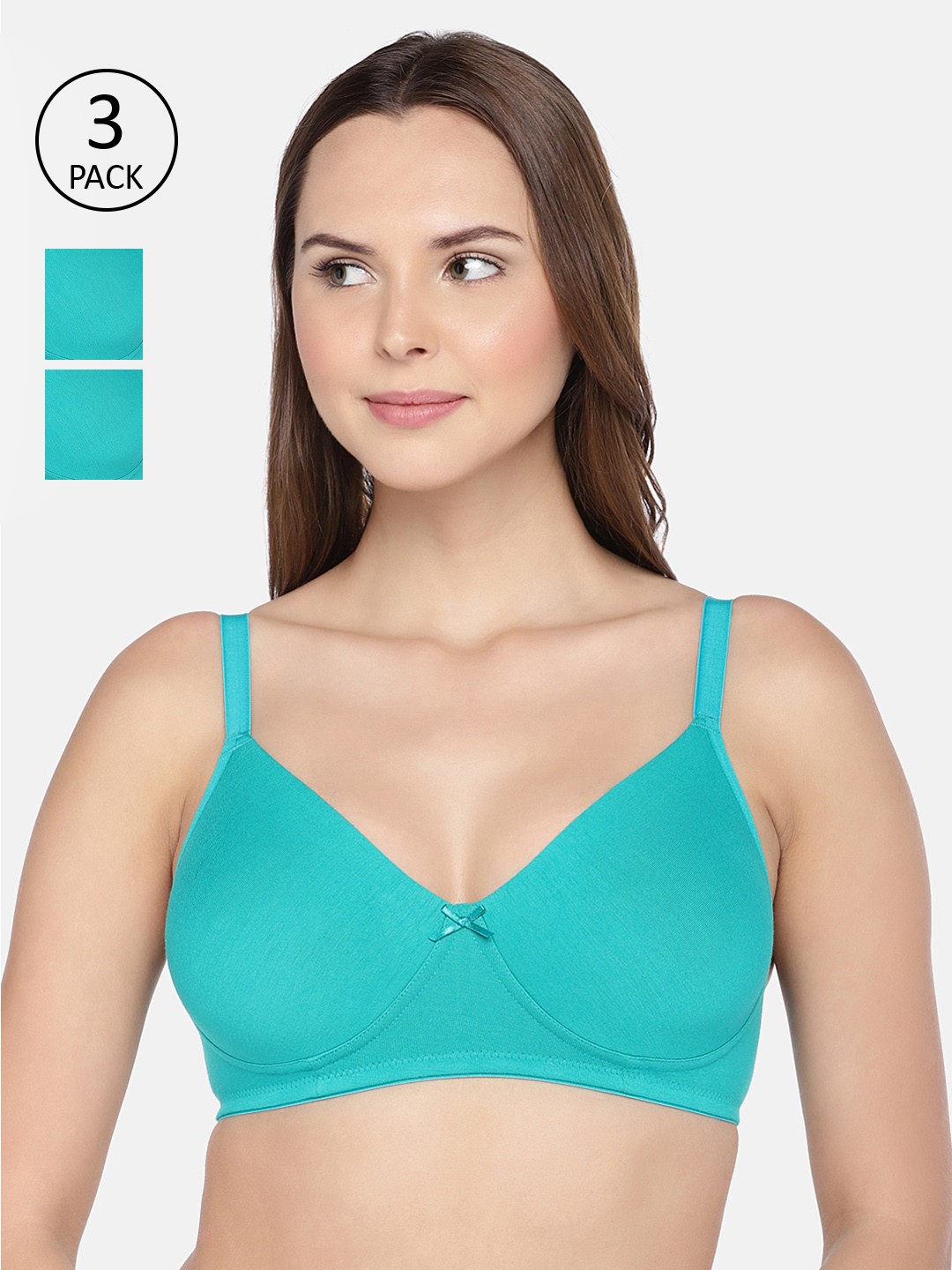 

Inner Sense Pack of 3 Organic Cotton Antimicrobial Seamless Everyday Bra ISB084, Green