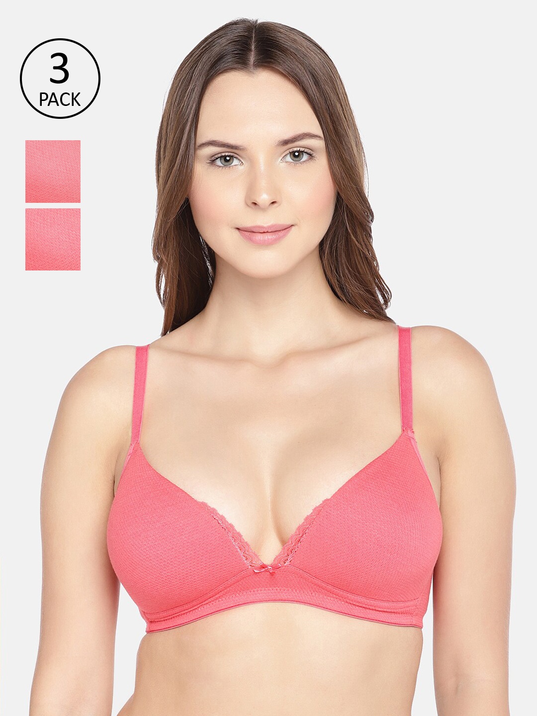 

Inner Sense Pack Of 3 Pink Non-Wired Lightly Padded Organic Cotton T-shirt Bras ISB042