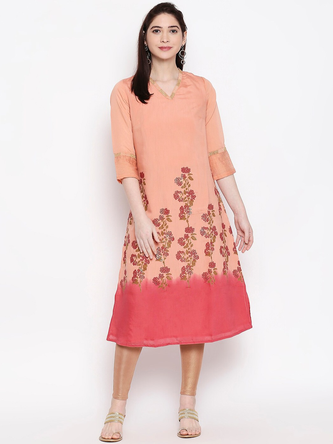 

RANGMANCH BY PANTALOONS Women Pink Printed Straight Kurta