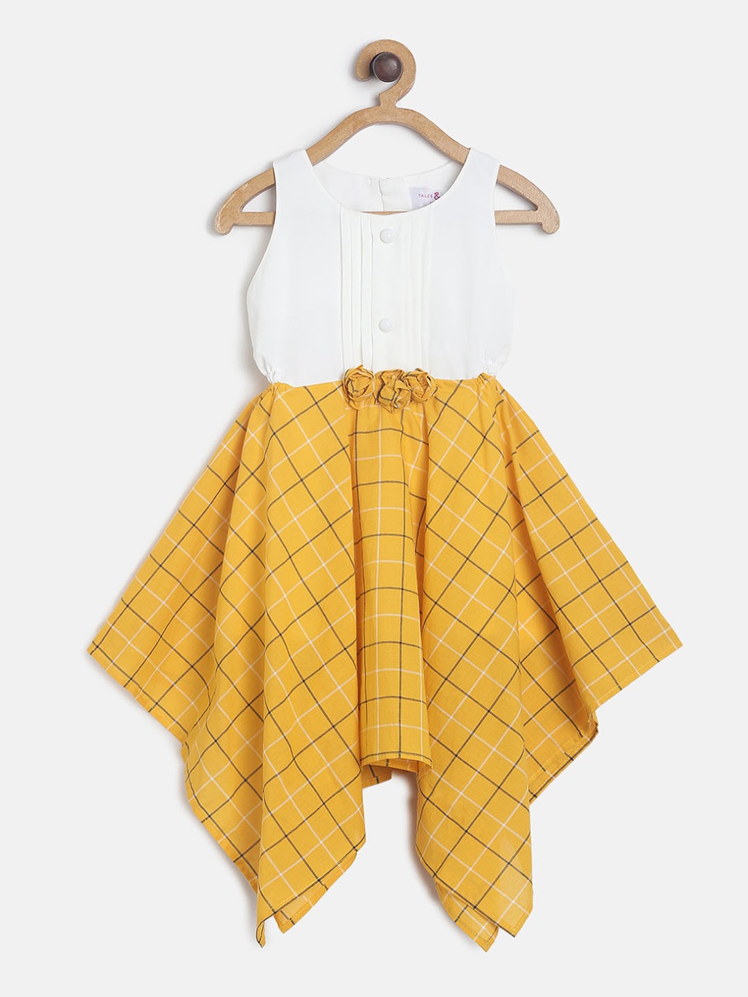 

TALES & STORIES Girls Yellow Checked Fit and Flare Dress