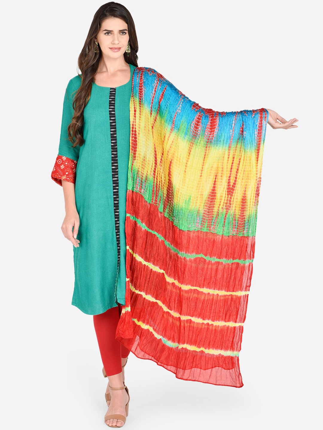 

Dupatta Bazaar Multicoloured Leheriya Dupatta, Multi
