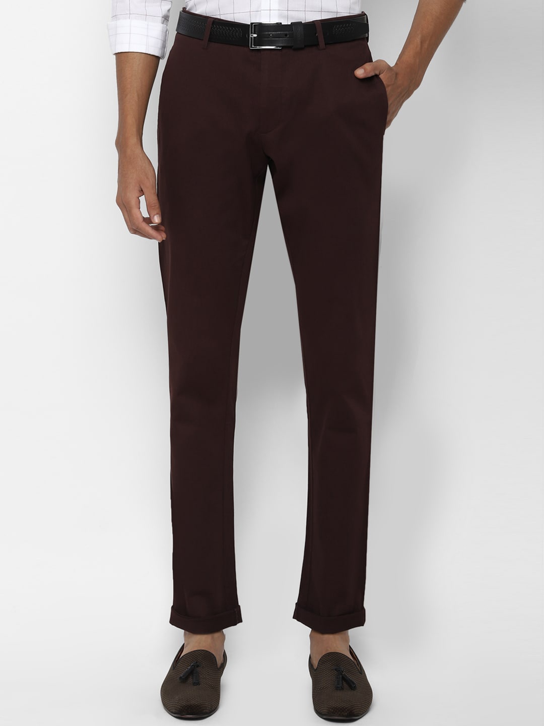 

Allen Solly Men Brown Slim Fit Solid Regular Trousers