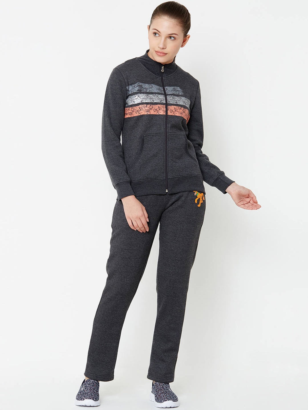 

Sweet Dreams Women Grey Printed Lounge-Wear Tracksuit