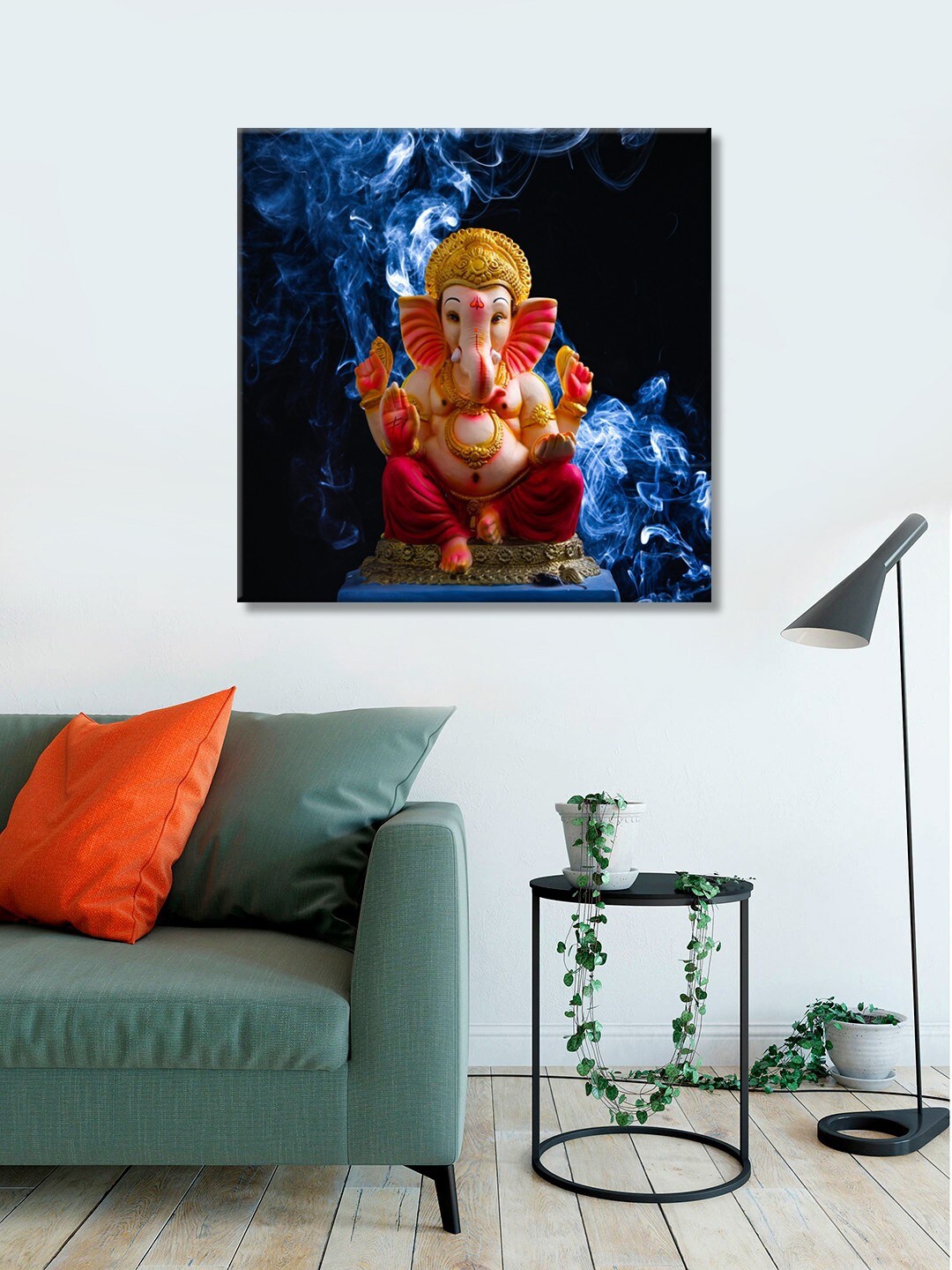 

999Store Blue Printed Lord Ganesha Canvas Wall Art