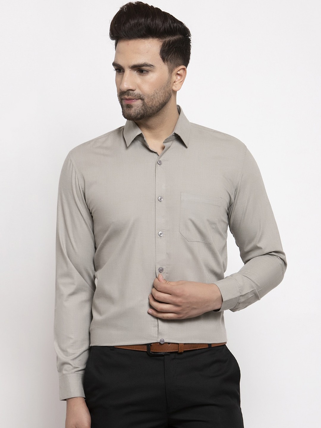 

JAINISH Men Grey Smart Regular Fit Solid Formal Shirt