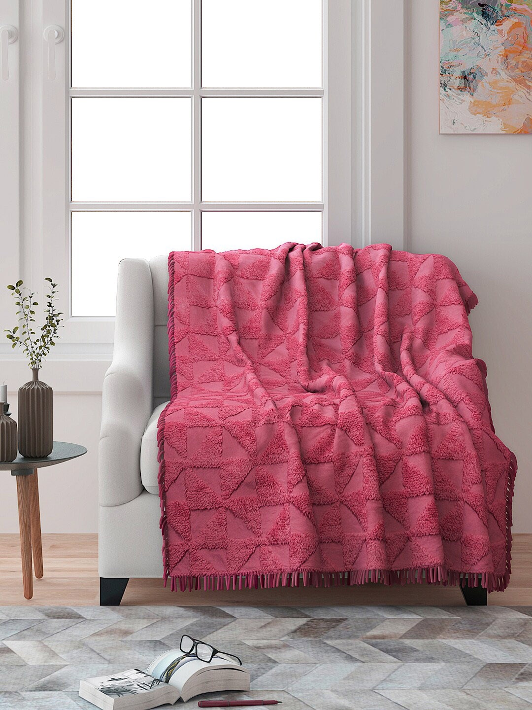 

Saral Home Set of 2 Pink Solid 1 Seater Sofa Throws