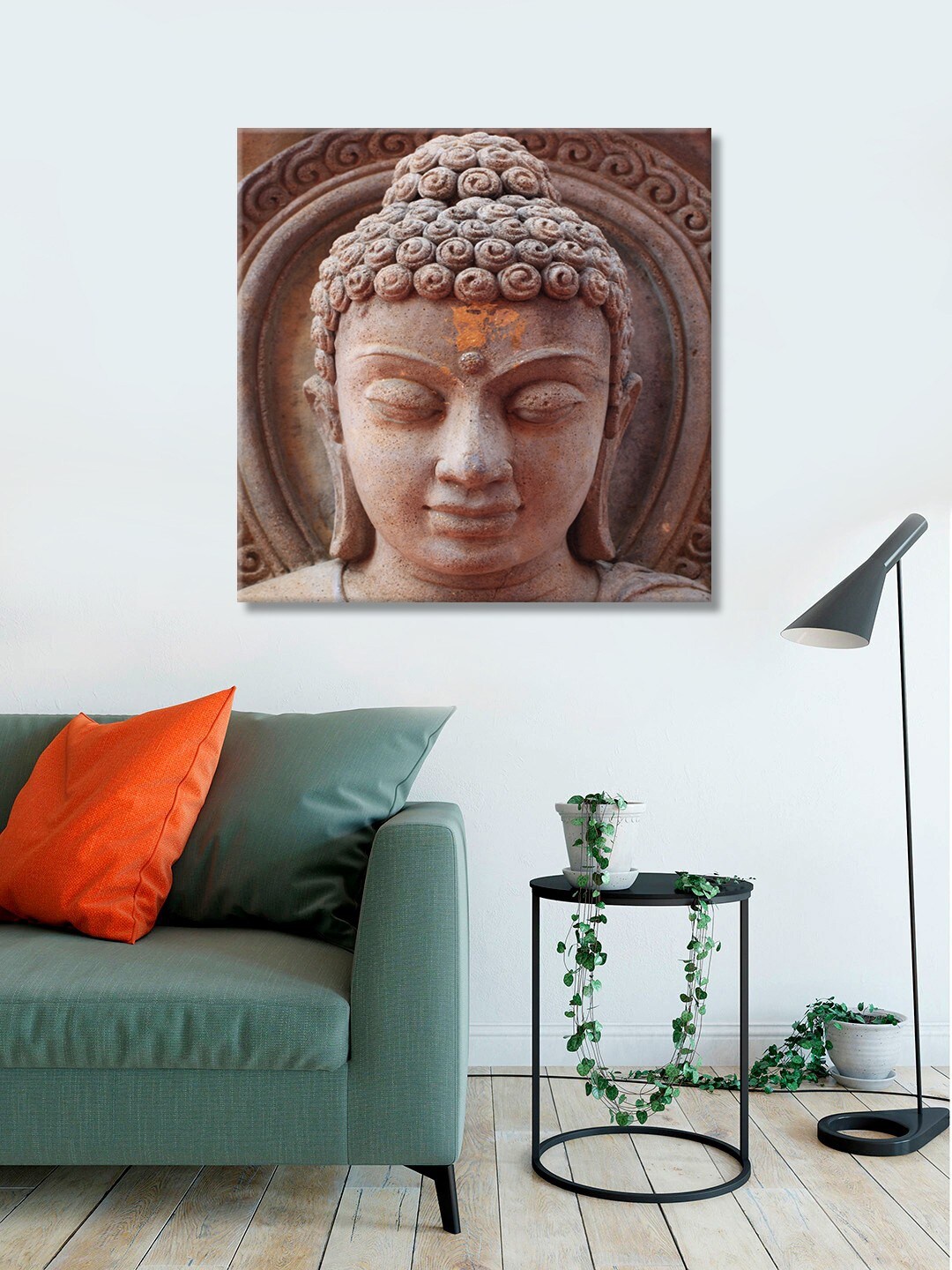 

999Store Brown Digitally Printed Buddha Face Wall Art