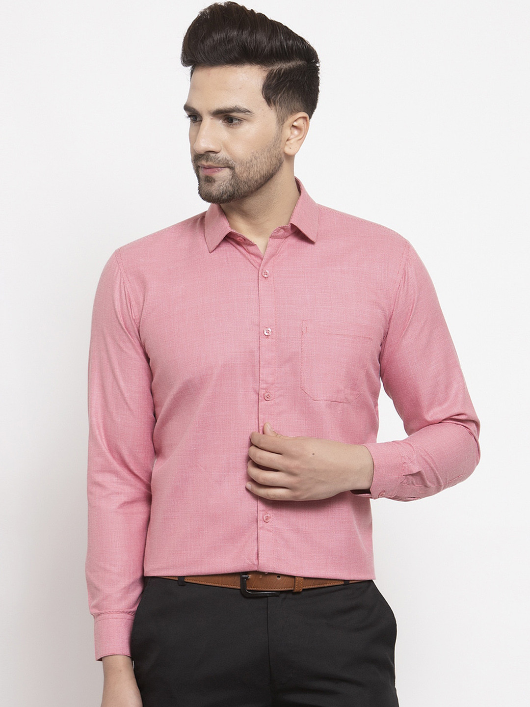 

JAINISH Men Pink Smart Regular Fit Solid Formal Shirt