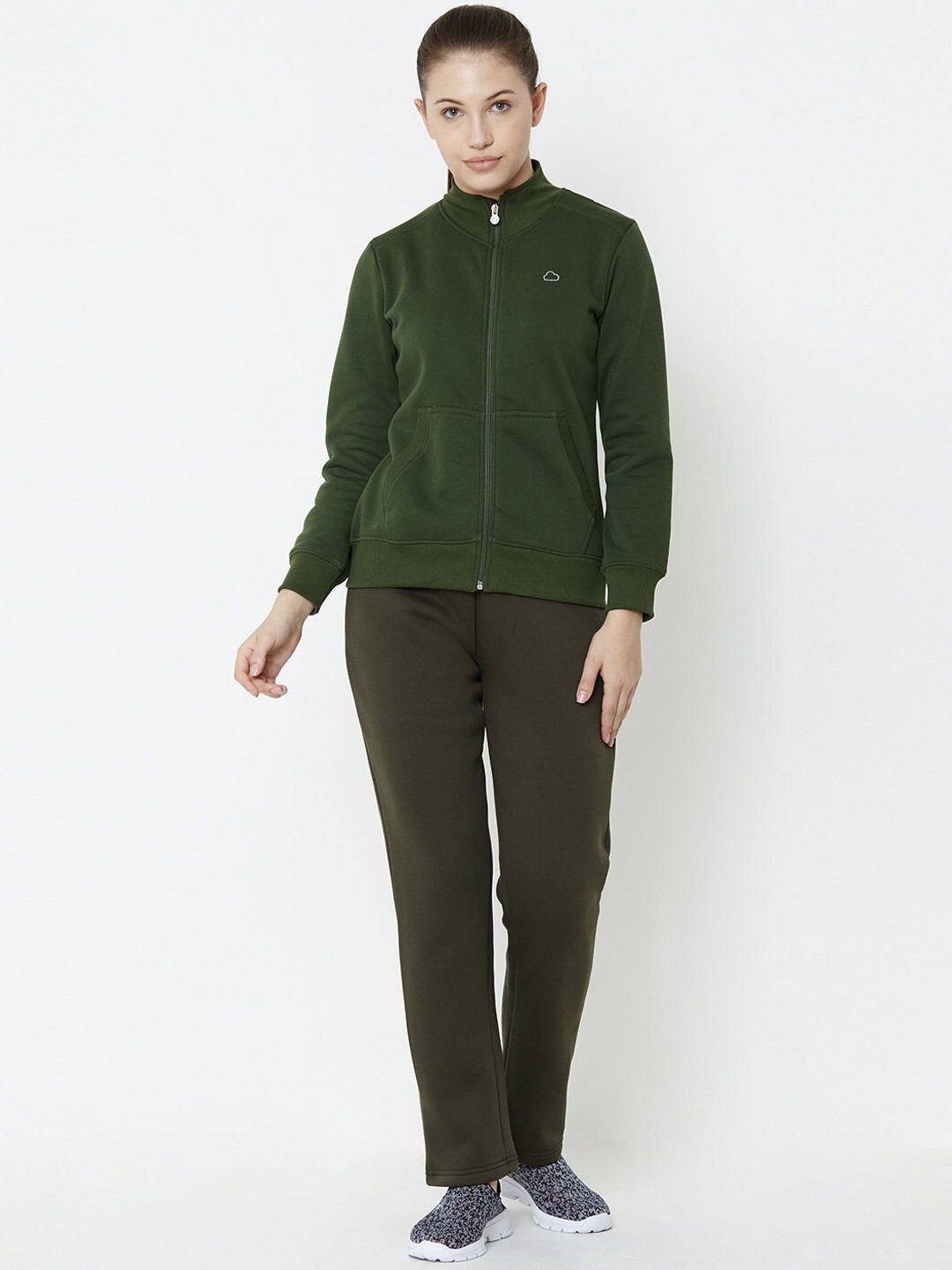 

Sweet Dreams Women Olive Green Solid Loungewear Tracksuit