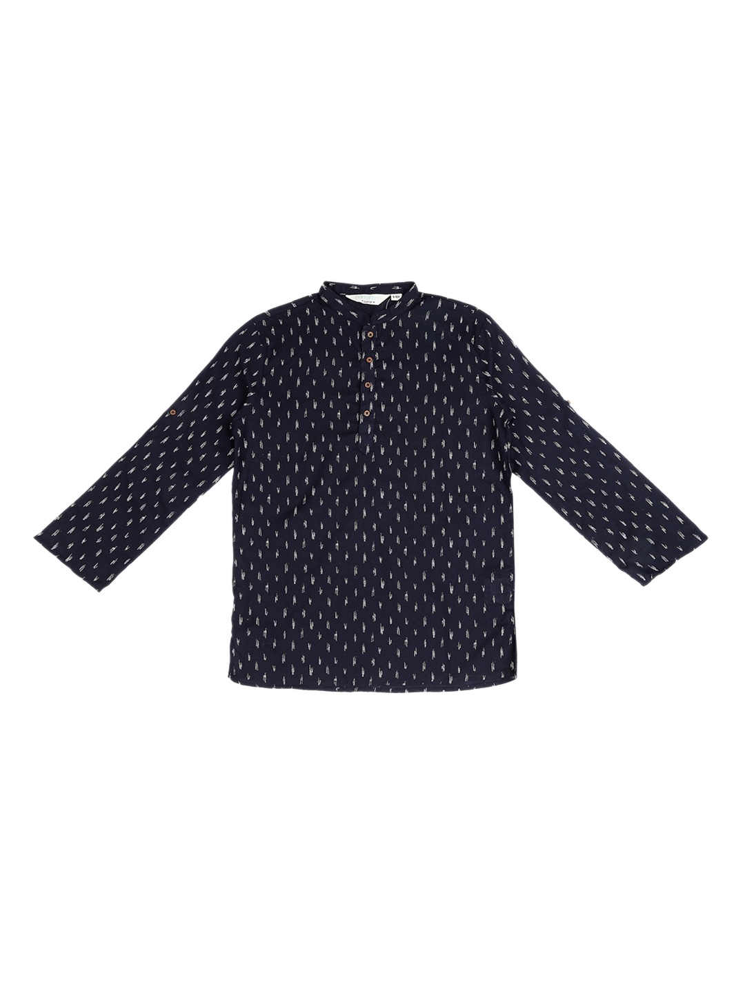 

indus route by Pantaloons Boys Navy Blue Printed Straight Kurta