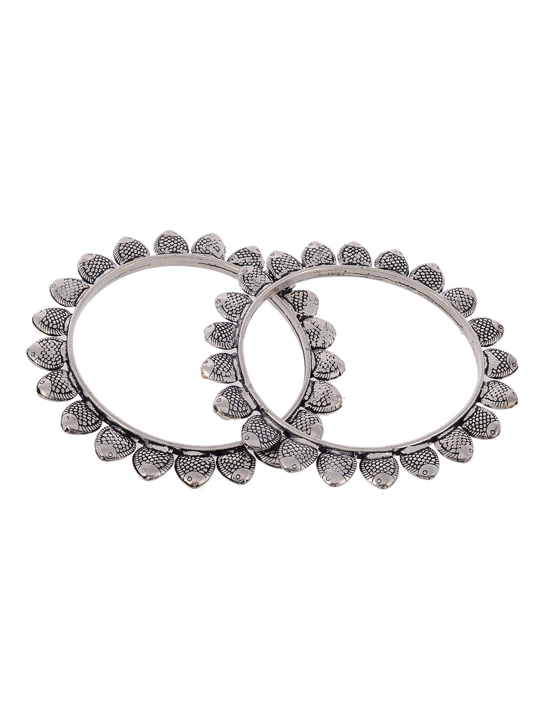 

Silvermerc Designs Set Of 2 Silver-Plated Oxidised Bangle-Style Bracelets
