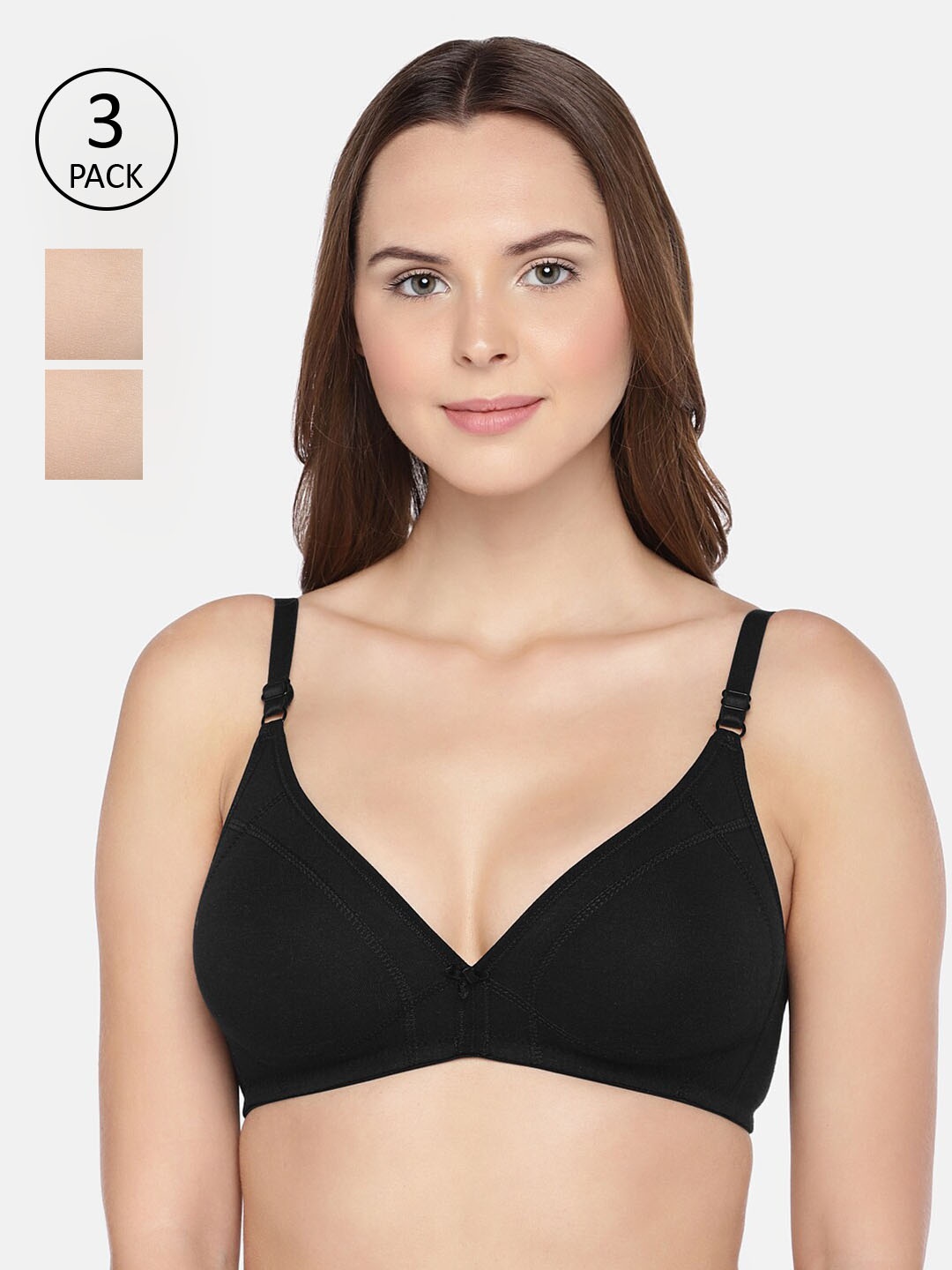 

Inner Sense Pack of 3 Solid Non-Wired Non Padded Everyday Bra ISB099, Black