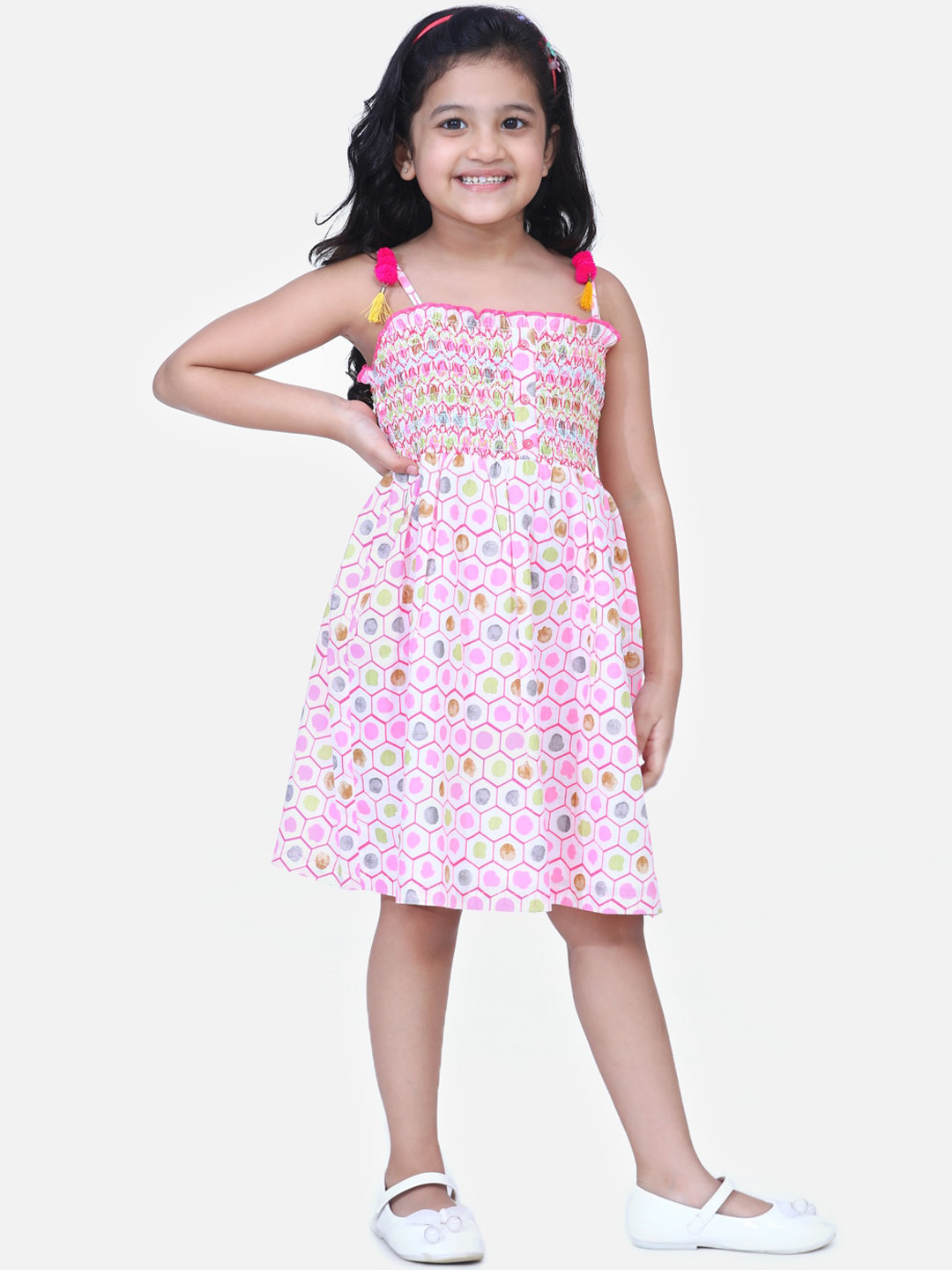 

Fairies Forever Girls Pink Printed Fit and Flare Dress